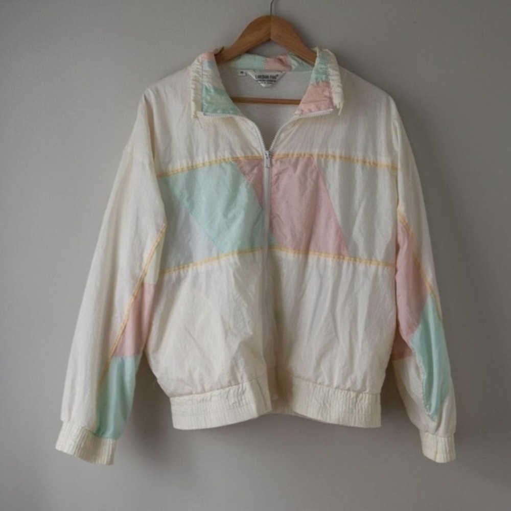 Vintage 1980's London Fog Pastel Multicolored Windbreaker\